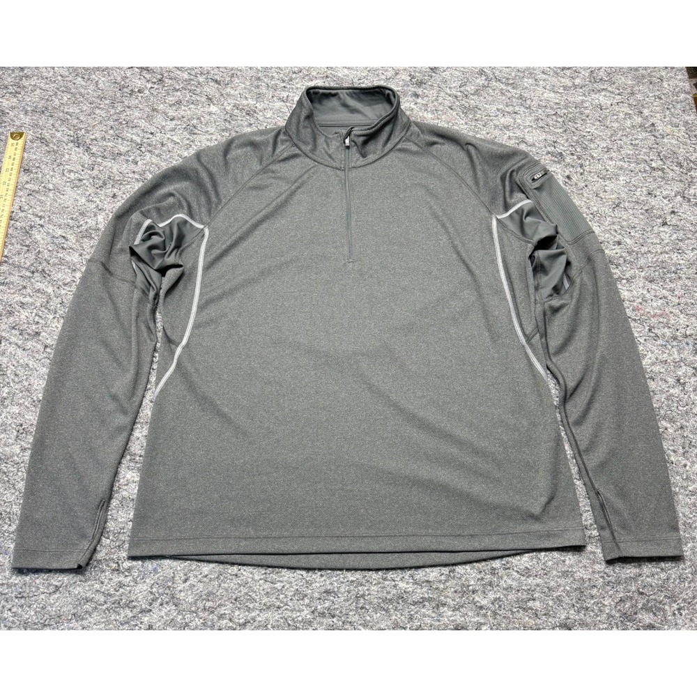 REI Mens XL Gray Quarter Zip Pullover Performance Shirt Sleeve Pocket Thumbholes